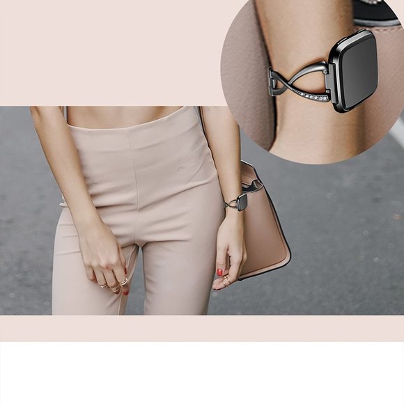 Fitbit Versa / Versa 2 Black Rhinestone Band - Picture 6 of 6